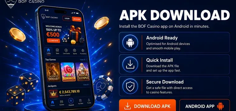 Android download screen for the Bof Casino app