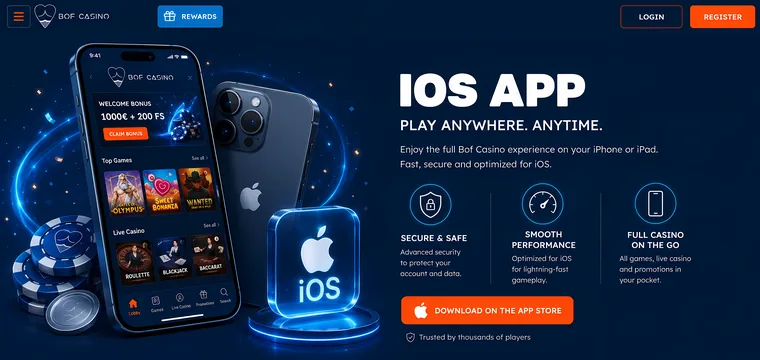 iOS version of the Bof Casino app